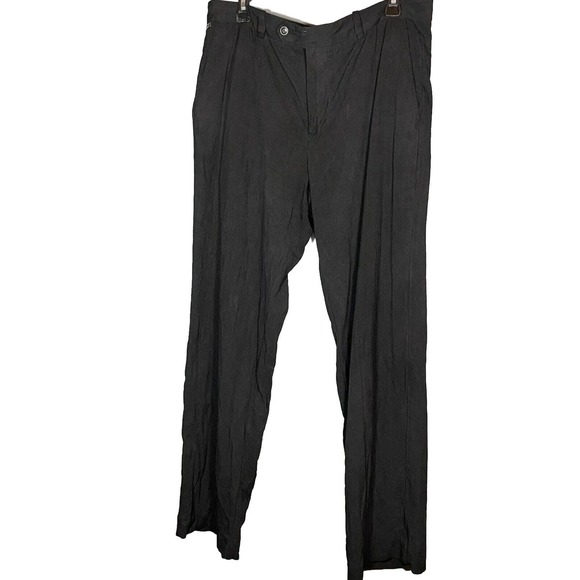 Tommy Bahama Mens 35x32 90% Silk Dress Pants‎ Black Straight Leg Pleated Front - Picture 1 of 3
